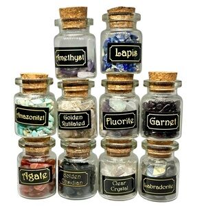 10 Natural Raw Crystal Gemstone Healing Mineral Crystal Jar Agate Lapis Obsidian